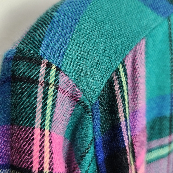 Victoria's Secret Teal Blue and Pink Plaid Flannel 2pc Pockets PJ's Size M - Picture 5 of 16